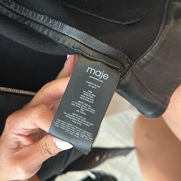 Maje Biker Leather Jacket, black, moto - Picture 3 of 7